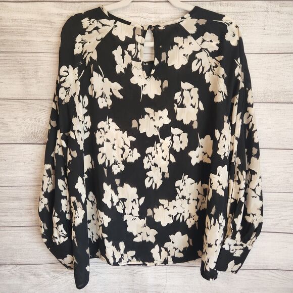 Maurices NWT womens XL black floral white cream long sleeve flowy boho blouse - Picture 10 of 10